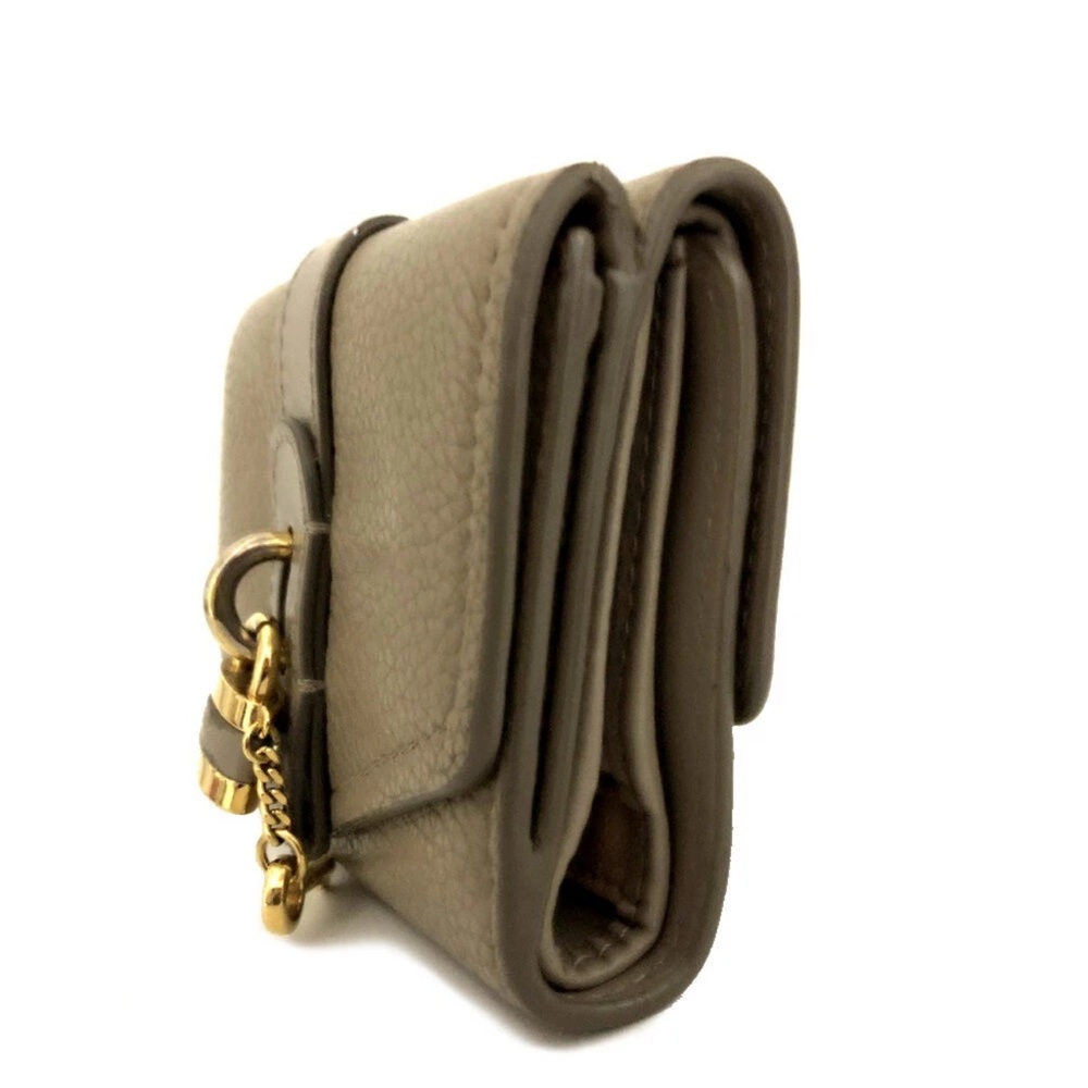 🔥Chloe🔥 Paddington 🔒 Taupe Pebble Leather Wallet - Picture 3 of 10